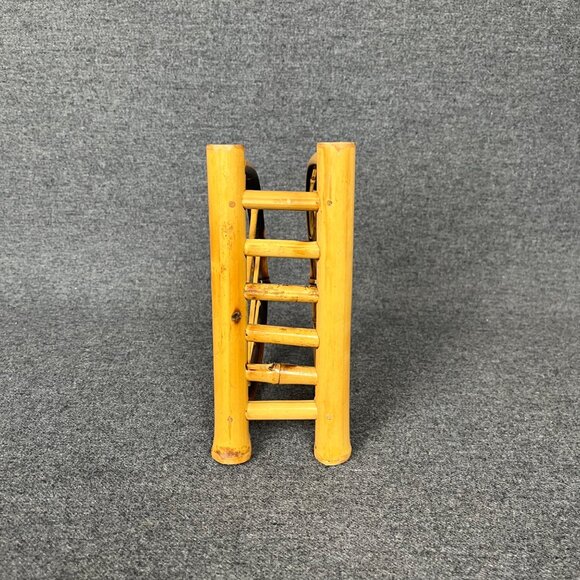 Vintage Bamboo Napkin Holder Boho Rounded Criss Cross Pattern Tiki Boho - Picture 6 of 6